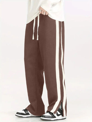 Leriya Fashion Striped Men Brown Track Pants