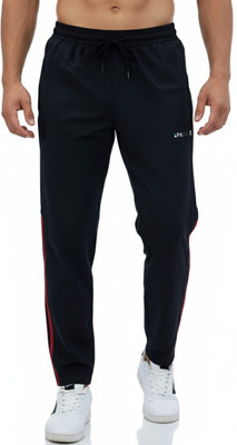 Spadyy Solid, Striped Men Black Track Pants