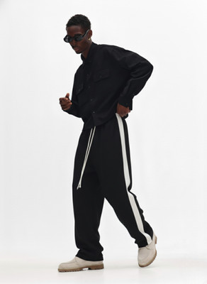 Dockstreet Striped Men Black Track Pants