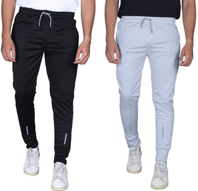 Duooble Solid Men Black, Grey Track Pants
