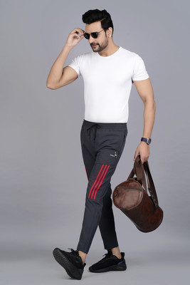 jorkk Striped Men Grey Track Pants
