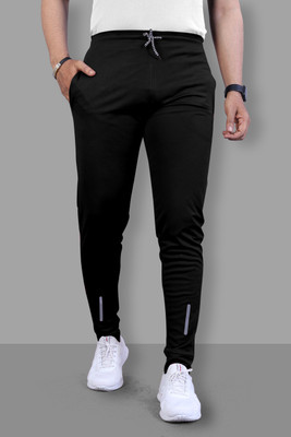 Z-DEVIL Solid Men Black Track Pants
