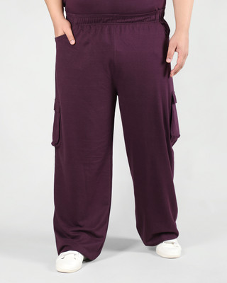 CHKOKKO Solid Men Purple Track Pants