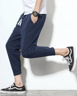 Mehmeti Solid Men Dark Blue Track Pants