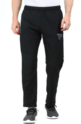 YUNEK Solid Men Black Track Pants