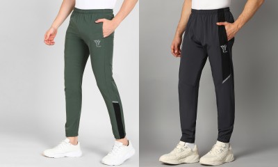 YUNEK Striped Men Green, Black Track Pants