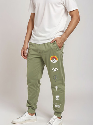 Glitchez Chevron/Zig Zag Men Green Track Pants