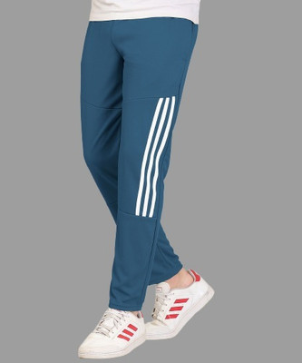Cronix Striped Men Light Blue Track Pants