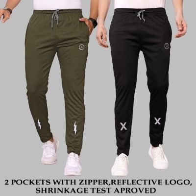 Kashvi Printed Men Dark Green, Black Track Pants