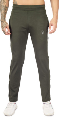 BlueFicus Self Design Men Green Track Pants