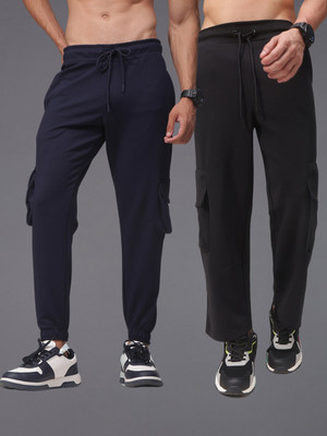 MADSTO Solid Men Black, Dark Blue Track Pants