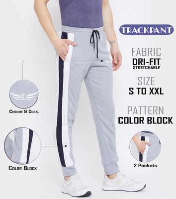 Chrome & Coral Solid Men Grey Track Pants