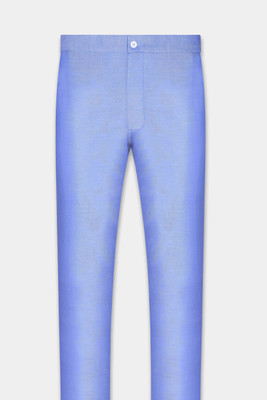 French Crown Solid Men Blue Track Pants