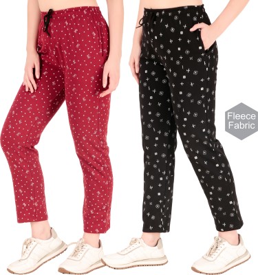 Kiba Retail Printed Women Black, Pink Track Pants