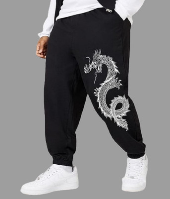 AR 9 Printed Men Black Track Pants
