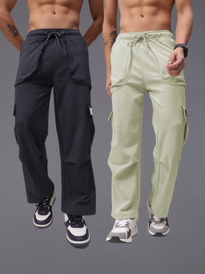 MADSTO Solid Men Grey, Beige Track Pants