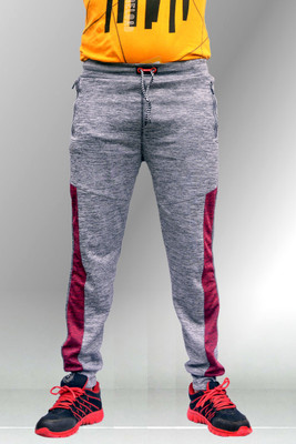 OTOO Self Design Men Grey, Red Track Pants