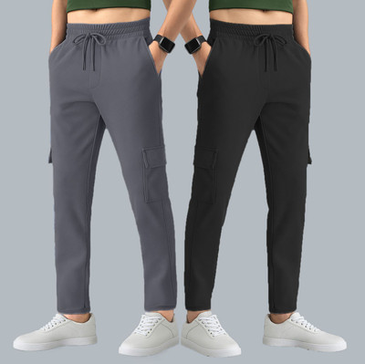 SK Clasy Solid Men Grey, Black Track Pants