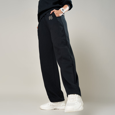 Ajile By Pantaloons Solid Women Black Track Pants