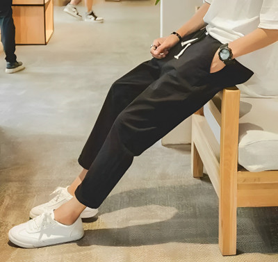 Risemax Solid Men Black Track Pants