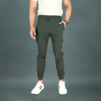FlyKnitwears Solid Men Olive Track Pants