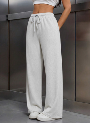 Dockstreet Solid Women White Track Pants