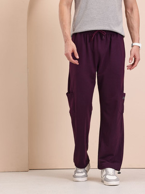 Mast & Harbour Solid Men Purple Track Pants