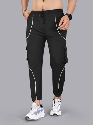 LINSOR FASHION Striped Men Black Track Pants