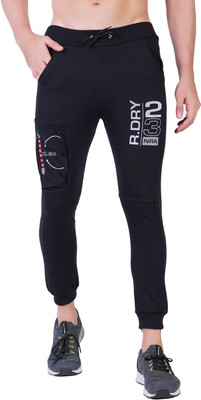 Mindsart Trend Printed Men Black Track Pants