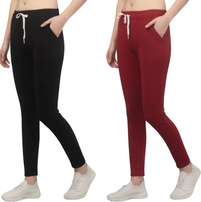 Retailmart Solid Women Black, Maroon Track Pants