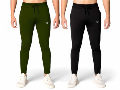 LOTEX Solid Men Green, Black Track Pants