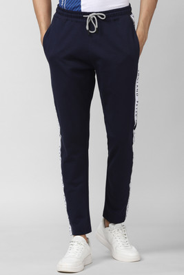 PETER ENGLAND Solid, Striped Men Blue Track Pants