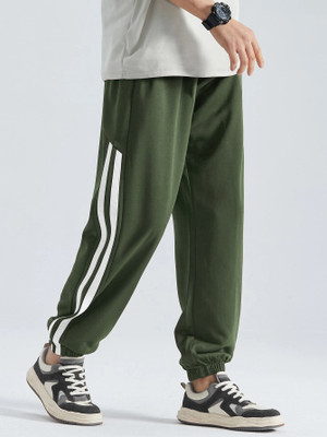 NOBERO Solid Men Green Track Pants