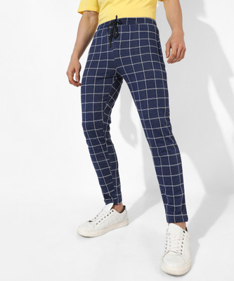 CAMPUS SUTRA Checkered Men Dark Blue Track Pants