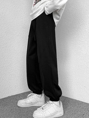 Dockstreet Solid Men Black Track Pants
