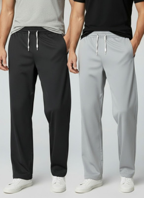INDICLUB Loose Fit Men Black, Silver Trousers