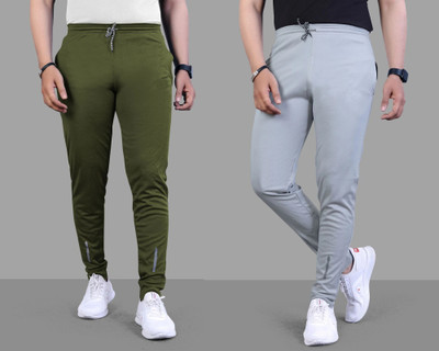 Z-DEVIL Solid Men Olive, Grey Track Pants