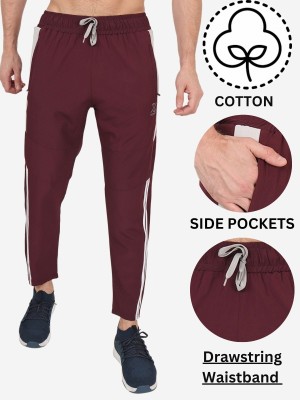 Xohy Solid Men Maroon Track Pants