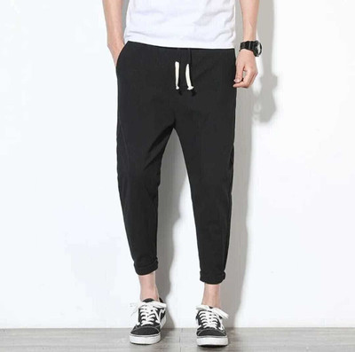 GLITO Solid Men Black Track Pants