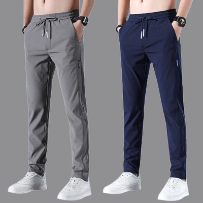 FICKA Solid Men Grey, Blue Track Pants