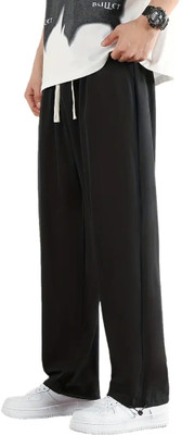 Dockstreet Solid Men Black Track Pants