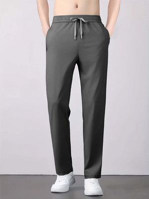 PRAVAHA Solid Men Grey Track Pants