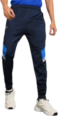 Qalm Brothers Colorblock Men Blue Track Pants