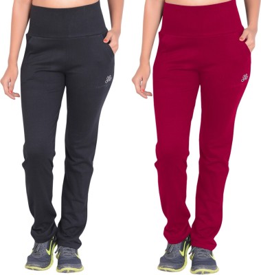 SWEEKASH Solid Women Maroon, Black Track Pants