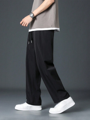 Dockstreet Solid Men Black Track Pants