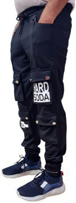 MindsArt Self Design Men Black Track Pants