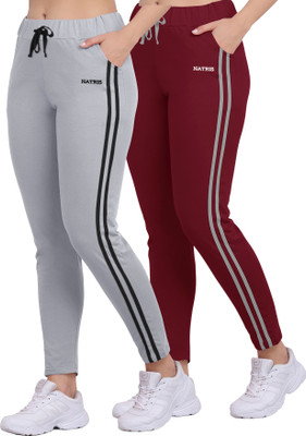 NATRIS Solid, Striped Women Multicolor Track Pants