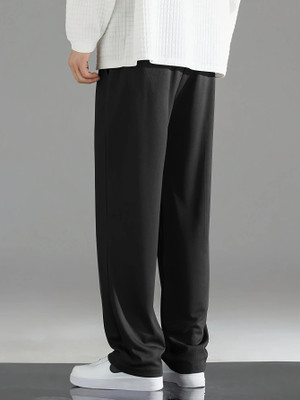 Dockstreet Solid Men Black Track Pants