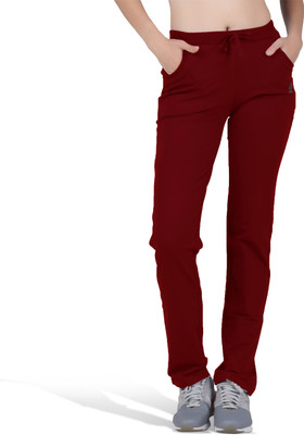 Laasa Sports Solid, Printed Women Maroon Track Pants