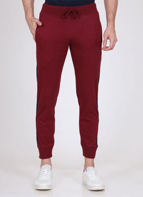 WKP Solid Men Maroon Track Pants